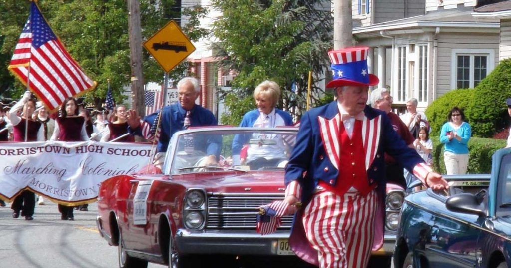 Morris Plains Memorial Day Parade float and people