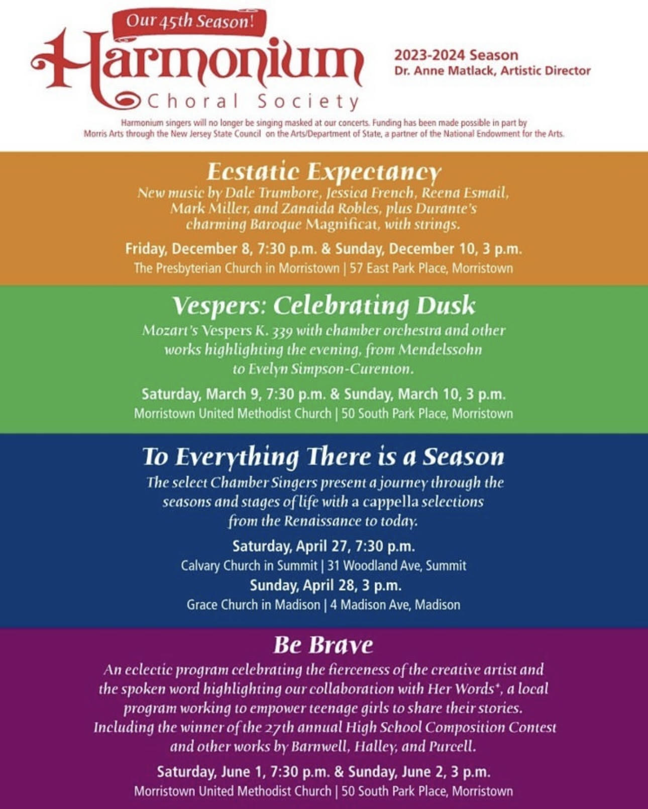 Harmonium Choral Society: To Everything There Is A Season Flyer