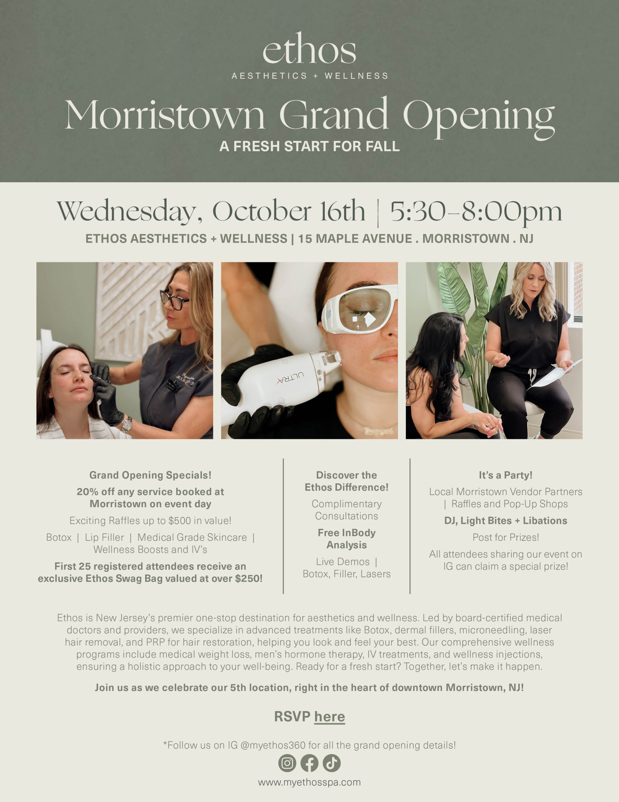 Ethos Morristown Grand Opening flyer