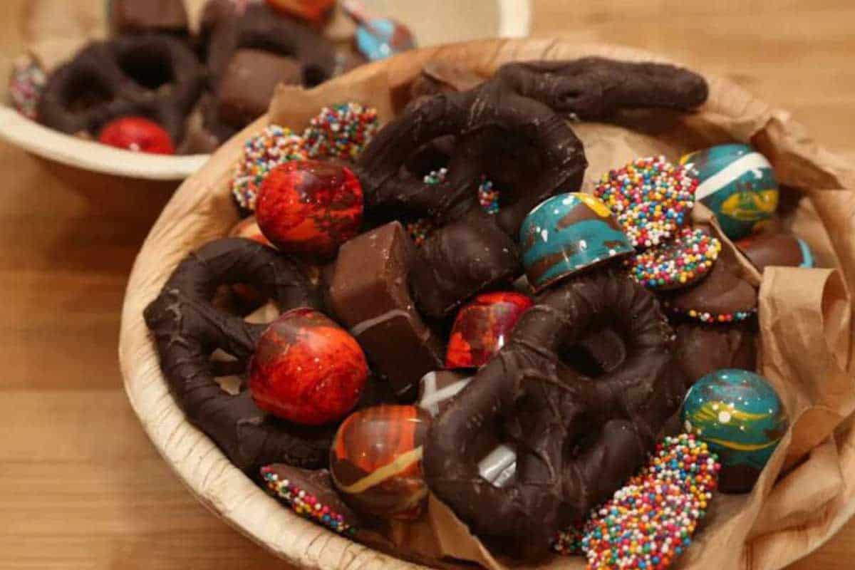 From Rock to Chocolate at the Mendham Township Library chocolate display