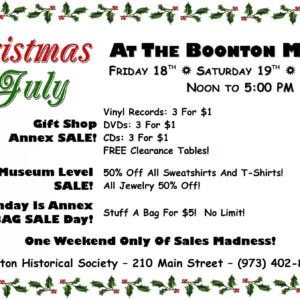 Christmas in July Sale at the Boonton Museum