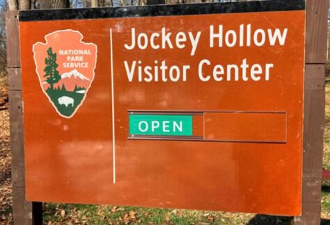 Jockey Hollow Opens - Visitor center sign