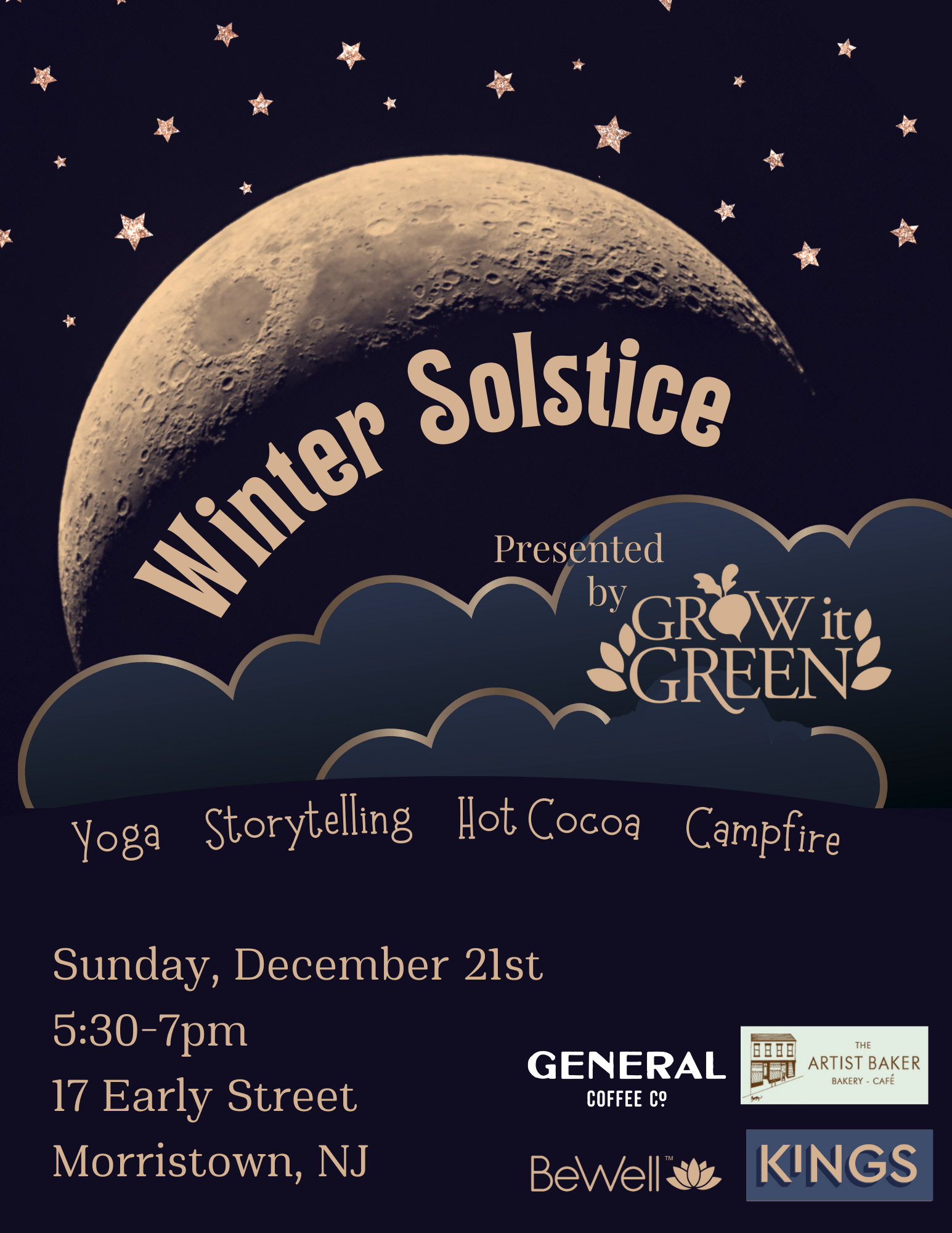 Grow it Green’s Winter Solstice Celebration, Sunday, December 21, 2025 | 5:30-7pm | 17 Early Street, Morristown