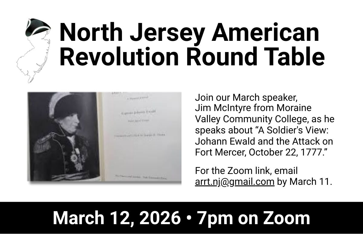 North Jersey American Revolutionary War Round Table March speaker event