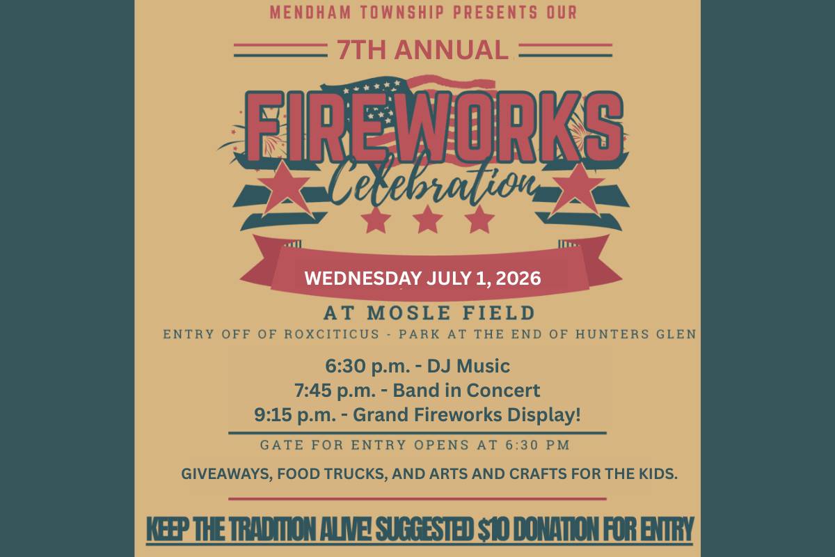 Mendham Township 7th Annual Fireworks July 1, 2026