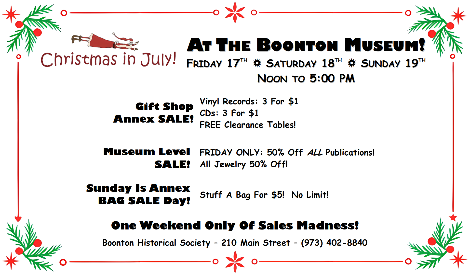 Christmas In July at the Boonton Historical Society